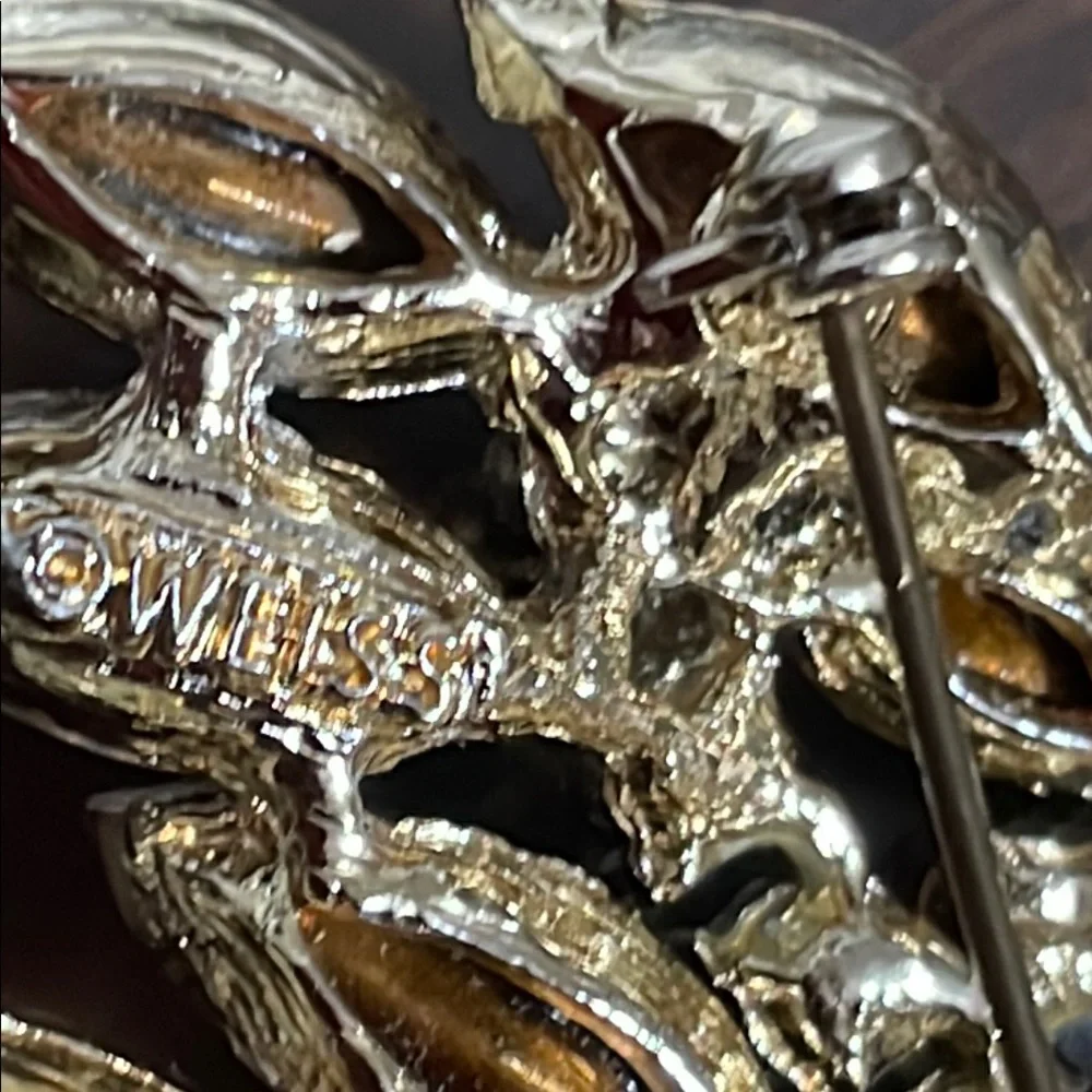 Weiss vintage Brooch with Amber Gems - Picture 3 of 6